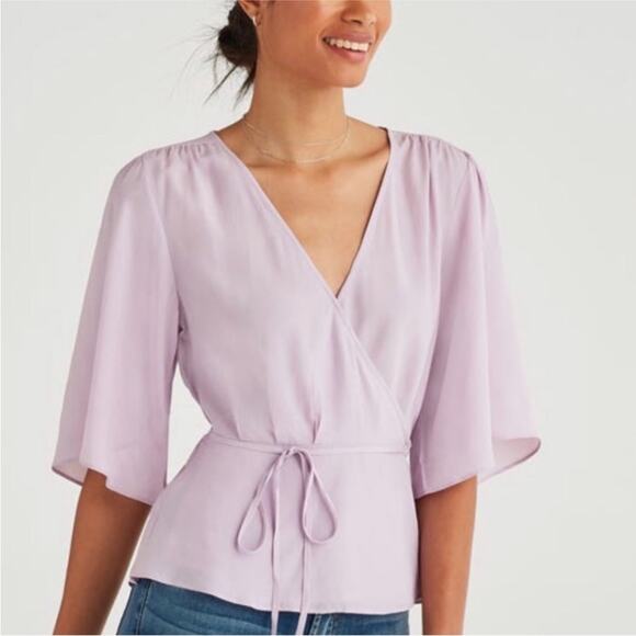 7 For All Mankind Tops - 7 For All Mankind Lilac Purple Wrap Top